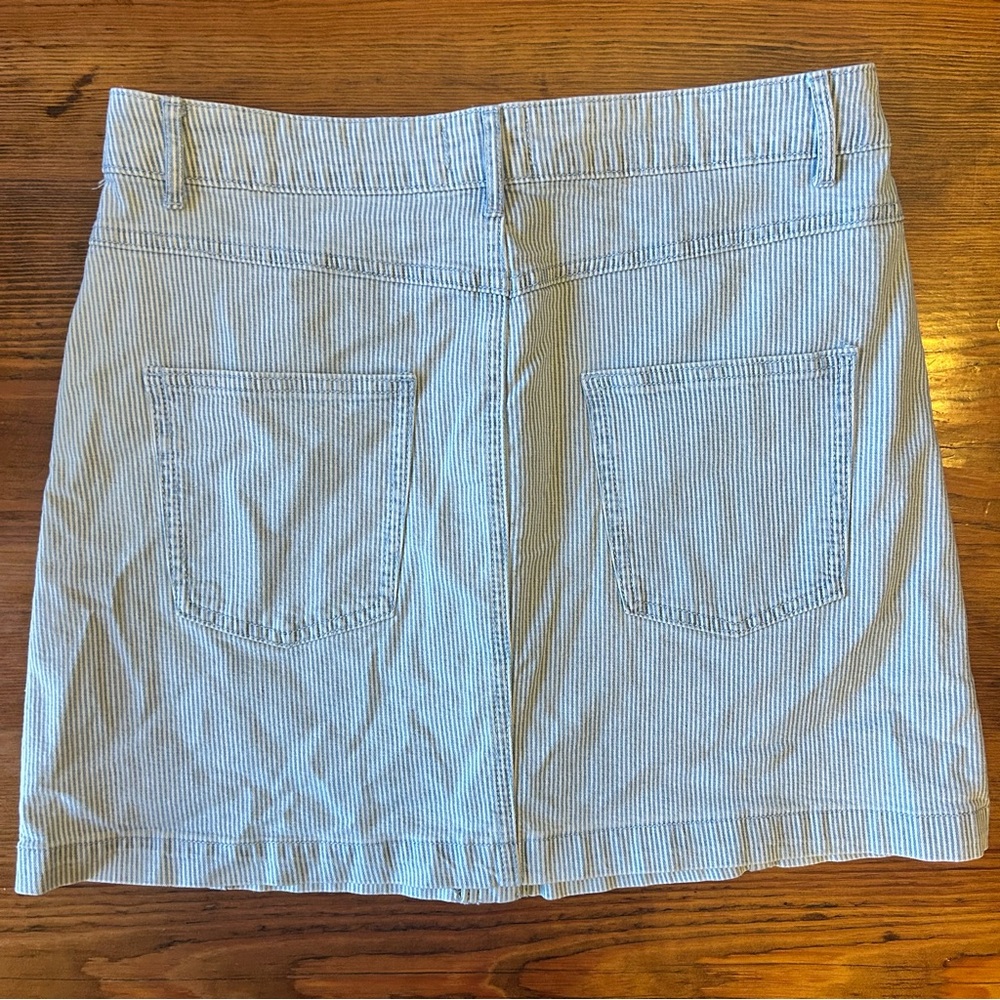 Thread & Supply Denim Railroad Stripe Mini Skirt Medium - Picture 2 of 3